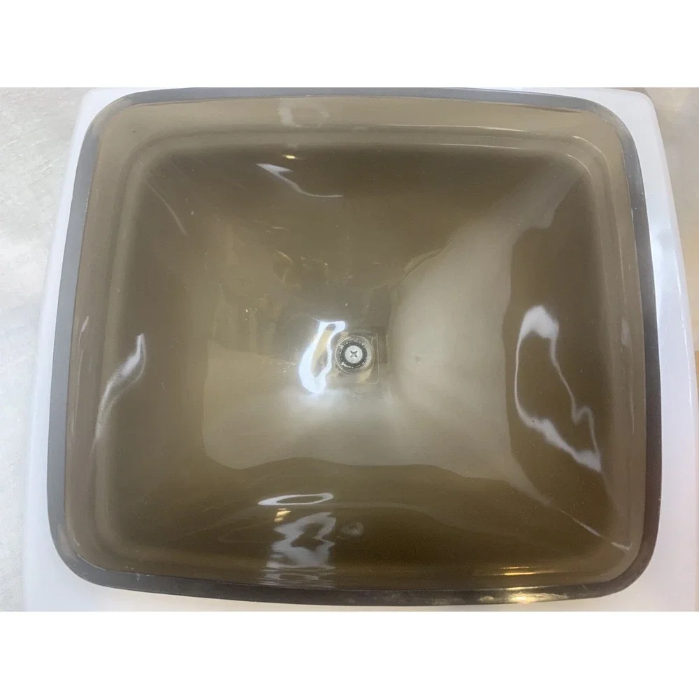 MCM Ice Bucket Lucite 3-Piece Eagle USA Clear & Smoke Vtg Cocktail Shrimp party